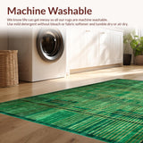 Ultra Soft Area Rug, Non Slip, Stain Resistant, Washable Area Rugs for Living Room, Bedroom, Dynamic Green and Gold Geometric Abstract Area for Modern Spaces(Green)