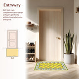 Ultra Soft Area Rug, Non Slip, Stain Resistant, Washable Area Rugs for Living Room, Bedroom, Joyful Floral Scallop Accent(Yellow)