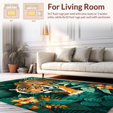 Ultra Soft Area Rug, Non Slip, Stain Resistant, Washable Area Rugs for Living Room, Bedroom, Earthy Jungle Inspired Decor Piece(Orange)
