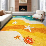 Ultra Soft Area Rug, Non Slip, Stain Resistant, Washable Area Rugs for Living Room, Bedroom, Kids Early Learning Ocean Animal Alphabet Number Play Carpet(Yellow)