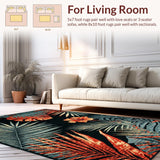 Ultra Soft Area Rug, Non Slip, Stain Resistant, Washable Area Rugs for Living Room, Bedroom, Elegant Vintage Floral Fusion(Red)