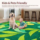 Ultra Soft Area Rug, Non Slip, Stain Resistant, Washable Area Rugs for Living Room, Bedroom, Bright Green Organic Form(Green)