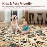 Ultra Soft Area Rug, Non Slip, Stain Resistant, Washable Area Rugs for Living Room, Bedroom, Artful Vintage Botanical Arrangement(Beige)