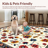 Ultra Soft Area Rug, Non Slip, Stain Resistant, Washable Area Rugs for Living Room, Bedroom, Colorful Folk-Inspired Entryway Plush Area Rug(Ivory)