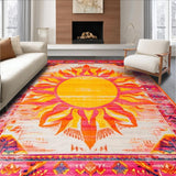 Ultra Soft Area Rug, Non Slip, Stain Resistant, Washable Area Rugs for Living Room, Bedroom, Joyful Bright Orange Patterned Accent(Orange)