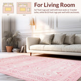 Ultra Soft Area Rug, Non Slip, Stain Resistant, Washable Area Rugs for Living Room, Bedroom, Elegant Pastel Playful Vibe(Pink)