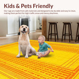 Ultra Soft Area Rug, Non Slip, Stain Resistant, Washable Area Rugs for Living Room, Bedroom, Stylish Vintage Linear Patterns(Yellow)