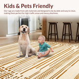 Ultra Soft Area Rug, Non Slip, Stain Resistant, Washable Area Rugs for Living Room, Bedroom, Rustic Vintage Diamond Pattern(Beige)