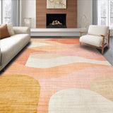 Ultra Soft Area Rug, Non Slip, Stain Resistant, Washable Area Rugs for Living Room, Bedroom, Boho Chic Rug Playful Wave Motif Pastel Peachy Hues with Retro Dot Elements(Orange)