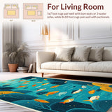 Ultra Soft Area Rug, Non Slip, Stain Resistant, Washable Area Rugs for Living Room, Bedroom, Funny Fishing Entryway Rug Non-Slip Washable(Blue)
