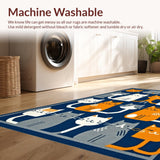 Ultra Soft Area Rug, Non Slip, Stain Resistant, Washable Area Rugs for Living Room, Bedroom, Vivid Cartoon Animal Print(Blue)