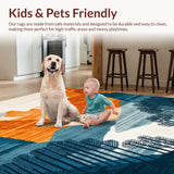 Ultra Soft Area Rug, Non Slip, Stain Resistant, Washable Area Rugs for Living Room, Bedroom, Lively Modern Abstract Composition(Orange)