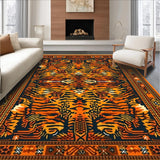 Ultra Soft Area Rug, Non Slip, Stain Resistant, Washable Area Rugs for Living Room, Bedroom, Creative Jungle Vibe Accent(Orange)