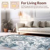 Ultra Soft Area Rug, Non Slip, Stain Resistant, Washable Area Rugs for Living Room, Bedroom, Rustic Distressed Tiled Design(White)