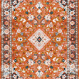 Ultra Soft Area Rug, Non Slip, Stain Resistant, Washable Area Rugs for Living Room, Bedroom, Rustic Warm Toned Diamond Design(Orange)
