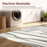 Ultra Soft Area Rug, Non Slip, Stain Resistant, Washable Area Rugs for Living Room, Bedroom, Sophisticated Geometric Ivory Contrast(White)