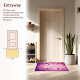 Ultra Soft Area Rug, Non Slip, Stain Resistant, Washable Area Rugs for Living Room, Bedroom, Soft Pastel Butterfly Bliss(Pink)
