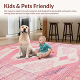Ultra Soft Area Rug, Non Slip, Stain Resistant, Washable Area Rugs for Living Room, Bedroom, Minimalist Pink Graphic Scheme(Pink)