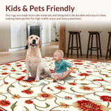 Artistic Floral Area Vintage Non Slip Style(White)