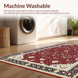 Ultra Soft Area Rug, Non Slip, Stain Resistant, Washable Area Rugs for Living Room, Bedroom, Whimsical Red Ivory Tiled Layout(Red)
