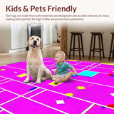 Ultra Soft Area Rug, Non Slip, Stain Resistant, Washable Area Rugs for Living Room, Bedroom, Joyful Pink and Yellow Artistic Layout(Pink)