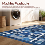 Ultra Soft Area Rug, Non Slip, Stain Resistant, Washable Area Rugs for Living Room, Bedroom, Serene Monochrome Abstract Flow(Blue)