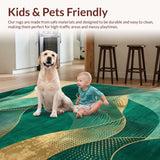 Ultra Soft Area Rug, Non Slip, Stain Resistant, Washable Area Rugs for Living Room, Bedroom, Chic Transitional Organic Forms(Green)