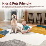 Ultra Soft Area Rug, Non Slip, Stain Resistant, Washable Area Rugs for Living Room, Bedroom, Chic Abstract Flow Area Modern Beige Grey Wavy Lines(Gray)