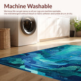 Ultra Soft Area Rug, Non Slip, Stain Resistant, Washable Area Rugs for Living Room, Bedroom, Geometric Ocean Adventure Rug for Kids(Blue)