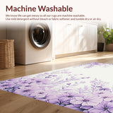 Ultra Soft Area Rug, Non Slip, Stain Resistant, Washable Area Rugs for Living Room, Bedroom, Whimsical Lilac Petal Display(Purple)