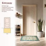Ultra Soft Area Rug, Non Slip, Stain Resistant, Washable Area Rugs for Living Room, Bedroom, Chic Modern Cream Tiled Design(White)