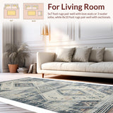 Ultra Soft Area Rug, Non Slip, Stain Resistant, Washable Area Rugs for Living Room, Bedroom, Chic Neutral Tiled Patterns(Gray)