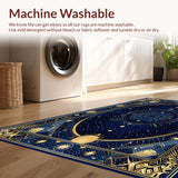 Ultra Soft Area Rug, Non Slip, Stain Resistant, Washable Area Rugs for Living Room, Bedroom, Vibrant Solar Symbolism Design(Blue)