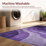 Ultra Soft Area Rug, Non Slip, Stain Resistant, Washable Area Rugs for Living Room, Bedroom, Eclectic Soft Textured Waves(Purple)