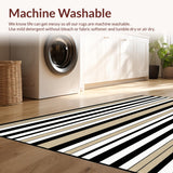 Minimalist Linear Stripe with Contrasting Black and Beige Bands(Beige)