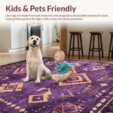 Ultra Soft Area Rug, Non Slip, Stain Resistant, Washable Area Rugs for Living Room, Bedroom, Richly Textured Modern Palette(Purple)