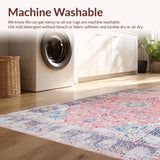 Ultra Soft Area Rug, Non Slip, Stain Resistant, Washable Area Rugs for Living Room, Bedroom, Whimsical Colorful Trellis Vibes(Pink)