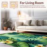Ultra Soft Area Rug, Non Slip, Stain Resistant, Washable Area Rugs for Living Room, Bedroom, Hawaiian Botanical Bedroom Soft Floor Rug(Green)