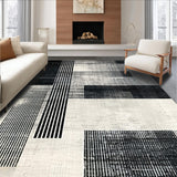 Ultra Soft Area Rug, Non Slip, Stain Resistant, Washable Area Rugs for Living Room, Bedroom, Artisan Stripe Rug with Asymmetric Linear Graphics and Abstract Touch(Gray)