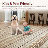Ultra Soft Area Rug, Non Slip, Stain Resistant, Washable Area Rugs for Living Room, Bedroom, Chic Minimalist Scalloped Elegance(Beige)