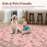 Ultra Soft Area Rug, Non Slip, Stain Resistant, Washable Area Rugs for Living Room, Bedroom, Elegant Soft Floral Composition(Pink)
