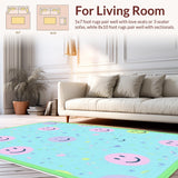 Ultra Soft Area Rug, Non Slip, Stain Resistant, Washable Area Rugs for Living Room, Bedroom, Charming Interactive Child-Friendly Style(Blue)