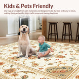 Ultra Soft Area Rug, Non Slip, Stain Resistant, Washable Area Rugs for Living Room, Bedroom, Vintage Paisley Floral Entryway Non-Slip Rug(Beige)