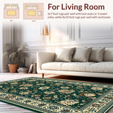 Ultra Soft Area Rug, Non Slip, Stain Resistant, Washable Area Rugs for Living Room, Bedroom, Vibrant Boho Inspired Design(Green)