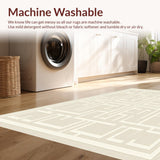 Pristine Ivory Geometric Trellis Area With Non Shedding Fibers(Beige)