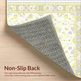 Ultra Soft Area Rug, Non Slip, Stain Resistant, Washable Area Rugs for Living Room, Bedroom, Beige Area Contemporary Geometric Boho Style(Yellow)