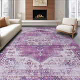 Ultra Soft Area Rug, Non Slip, Stain Resistant, Washable Area Rugs for Living Room, Bedroom, Cozy Pastel Medallion Touch(Purple)