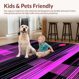 Ultra Soft Area Rug, Non Slip, Stain Resistant, Washable Area Rugs for Living Room, Bedroom, Whimsical Multi-Hued Graphic Elements(Pink)