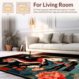 Ultra Soft Area Rug, Non Slip, Stain Resistant, Washable Area Rugs for Living Room, Bedroom, Cultural Symbolic Dragon Flourish(Red)