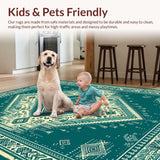 Ultra Soft Area Rug, Non Slip, Stain Resistant, Washable Area Rugs for Living Room, Bedroom, Vintage Style Entryway Washable Soft Area Rug(Green)